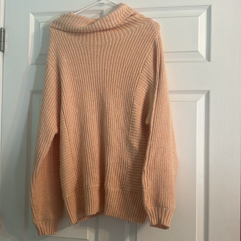 American Eagle Oversized Turtleneck Sweater, peachy orange color